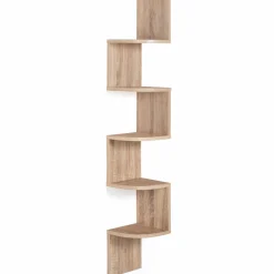 Étagère d’angle murale 5 niveaux façon hêtre*IDMarket New