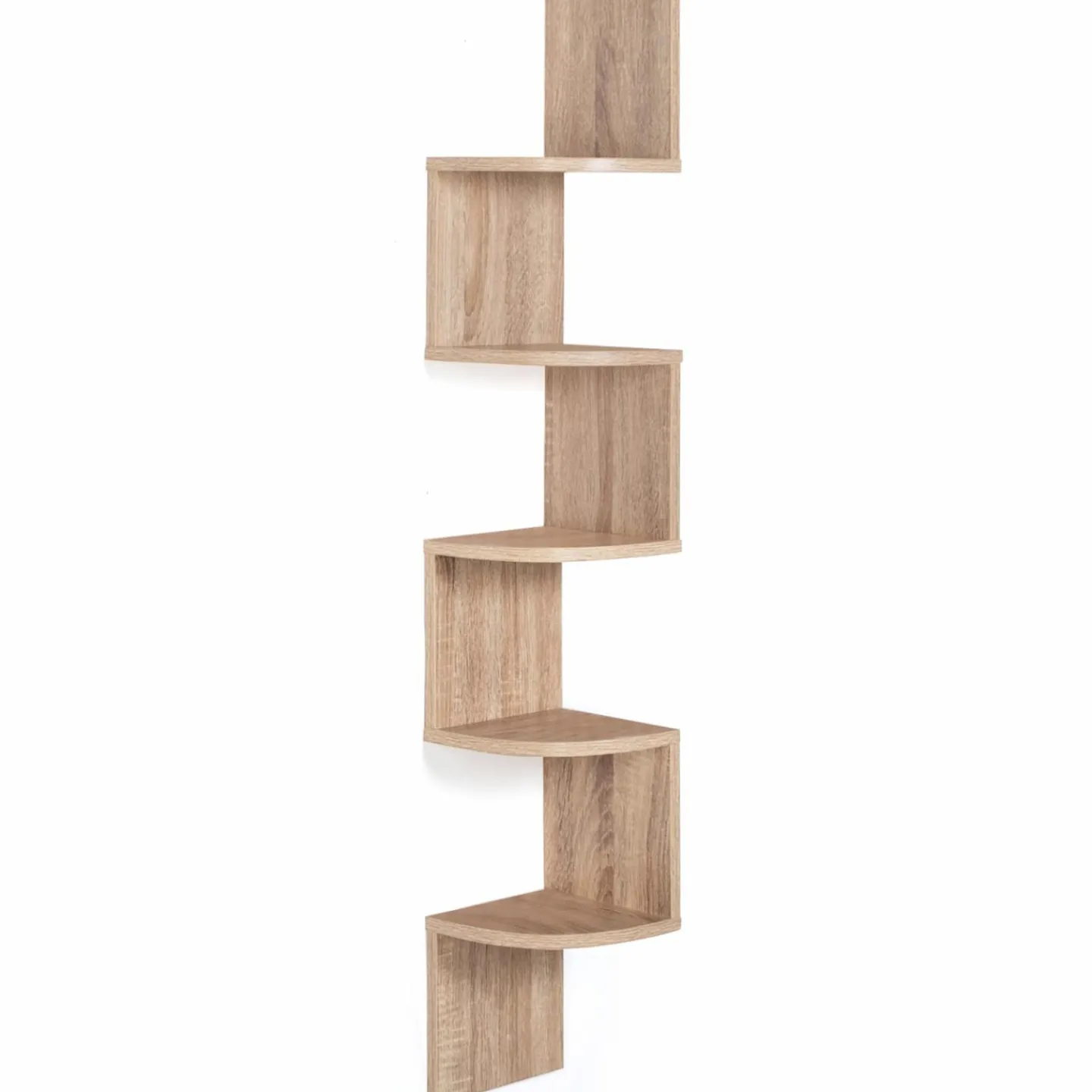 Étagère d’angle murale 5 niveaux façon hêtre*IDMarket New