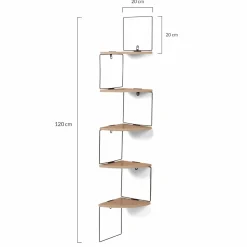 Étagère d'angle murale industrielle 5 niveaux bois et métal noir*IDMarket Clearance