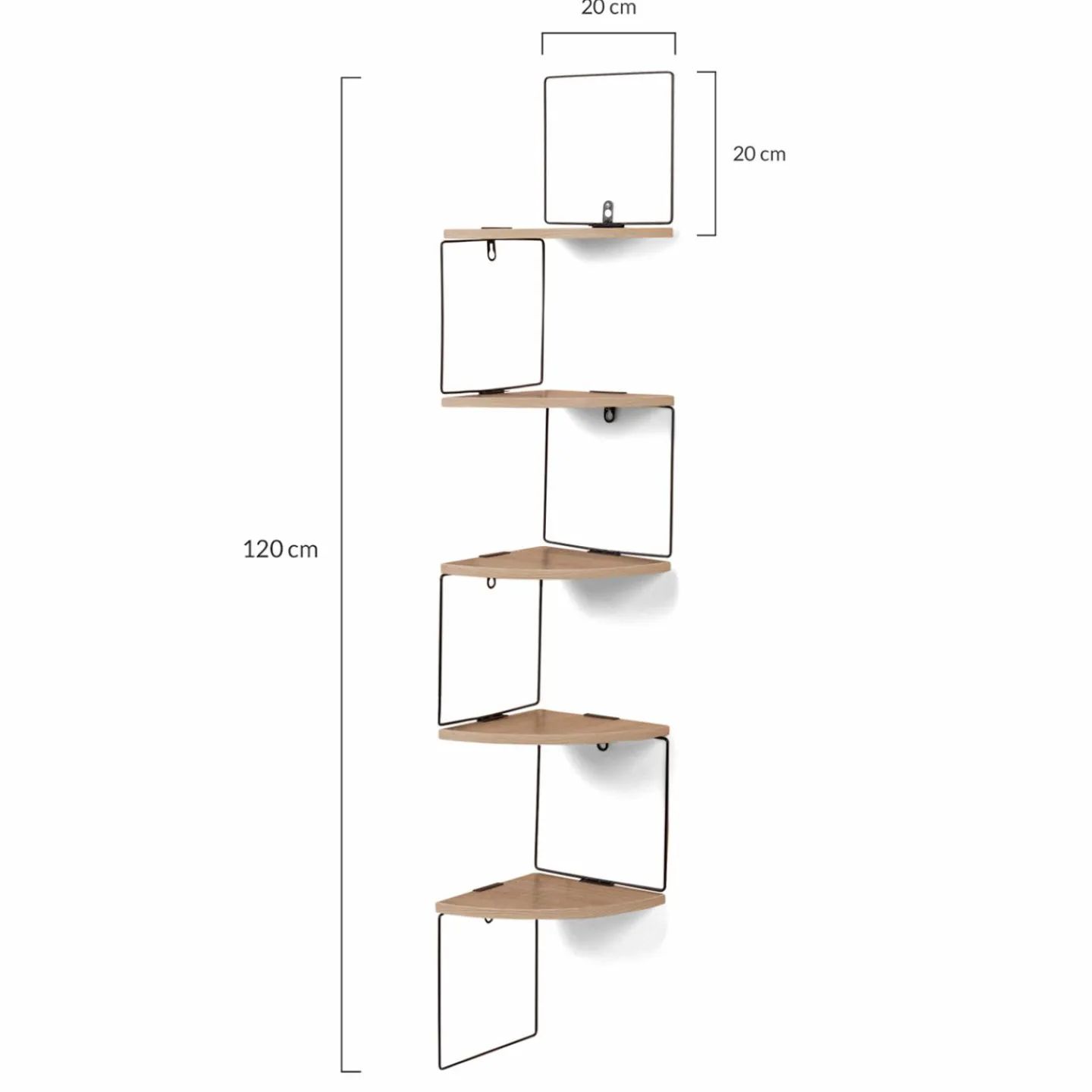 Étagère d'angle murale industrielle 5 niveaux bois et métal noir*IDMarket Clearance