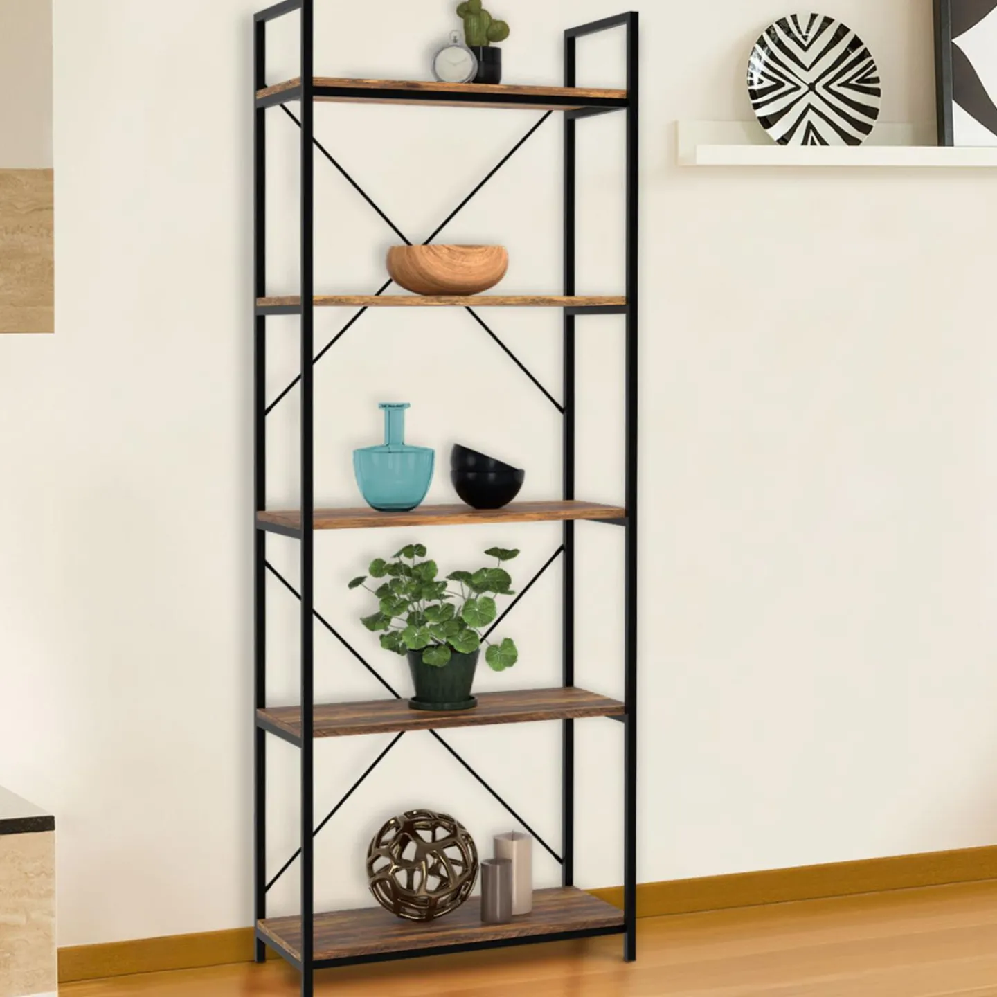 Étagère industrielle effet vieilli 5 niveaux 170 cm*IDMarket