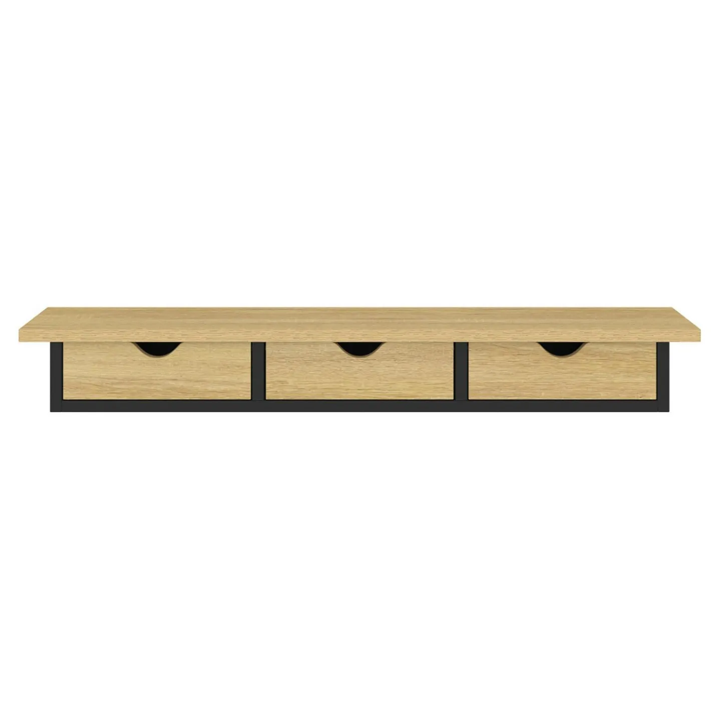 Étagère murale console d'entrée effet bois et noir 3 tiroirs*IDMarket Clearance