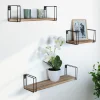 Étagères murales style industriel en bois et métal noir*IDMarket Outlet