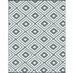 Tapis extérieur jardin motifs géométriques gris et blanc 270 x 370 cm*IDMarket Discount