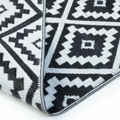 Tapis extérieur noir et blanc motifs géométriques 180 x 280 cm*IDMarket Best