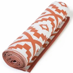 Tapis extérieur terracotta et blanc motifs géométriques 120 x 180 cm*IDMarket Online