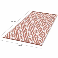 Tapis extérieur terracotta motifs géométriques 270 x 370 cm*IDMarket