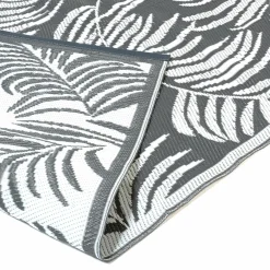 Tapis extérieur terrasse motifs tropicaux gris et blancs 180 x 280 cm*IDMarket Best