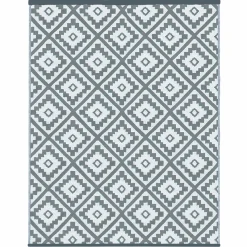 Tapis extérieur terrasse motifs géométriques gris et blanc*IDMarket Online