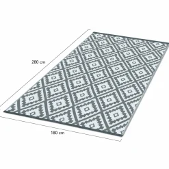 Tapis extérieur terrasse motifs géométriques gris et blanc*IDMarket Online