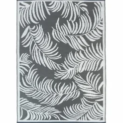 Tapis extérieur terrasse motif tropical gris et blanc 160 x 260 cm*IDMarket Online