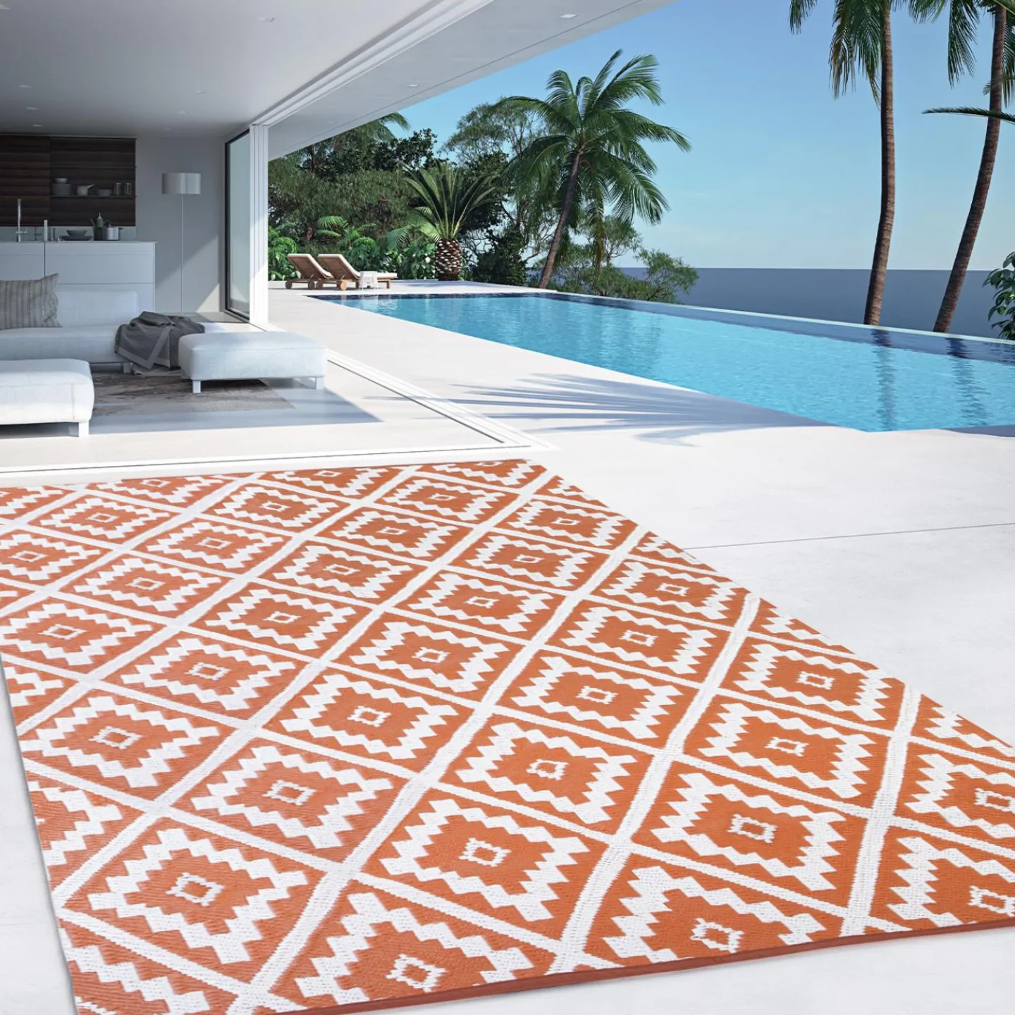 Tapis terracota pour extérieur et terrasse*IDMarket