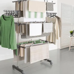 Étendoir pliable avec grande capacité et 30 accessoires H.145 cm*IDMarket Hot