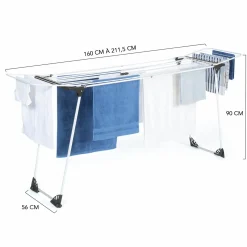 Étendoir pliable et extensible de 160 à 211 cm gris et blanc*IDMarket Sale