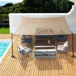 Toile ombrage carré 4x4m camouflage sable*IDMarket Hot