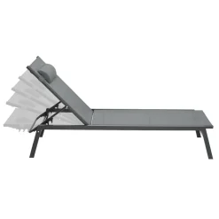 Transats de jardin aluminium gris et noir : lot de 2*IDMarket Sale