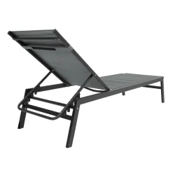 Transats de jardin aluminium gris et noir : lot de 2*IDMarket Sale