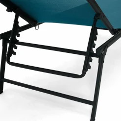 Transats de jardin toile bleu canard et acier gris anthracite - lot de 2*IDMarket Online