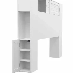 Tête de lit blanche 145 cm avec rangements fermés et niches*IDMarket Clearance