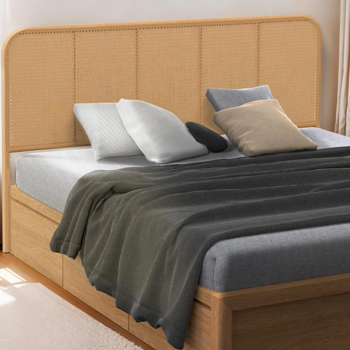 Tête de lit façon cannage 160 cm sur pied*IDMarket Online
