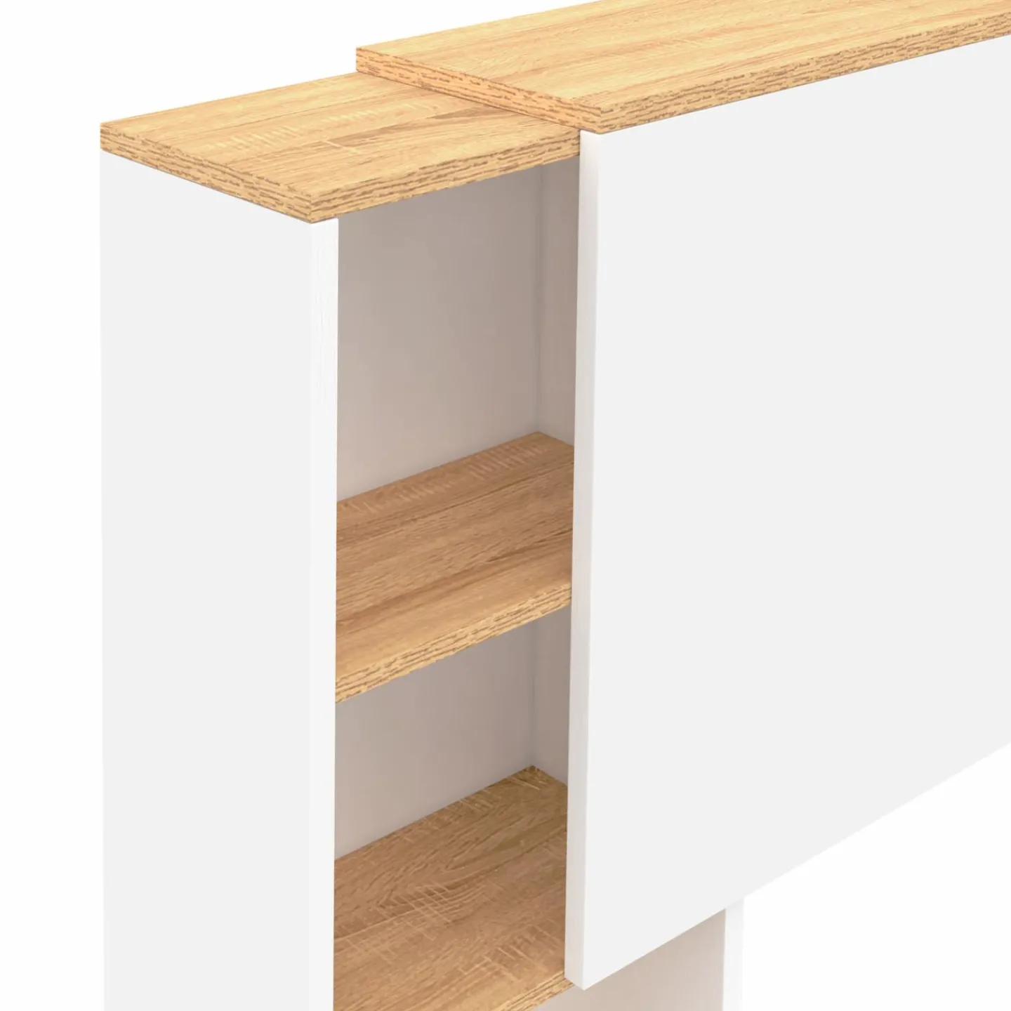 Tête de lit sur pied extensible blanc et façon bois avec chevets*IDMarket Hot