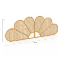 Tête de lit suspendue effet rotin et cannage 160 cm en forme de fleur*IDMarket New