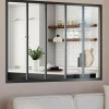 Verrière 5 vitrages L. 150 x H.108 cm en métal noir et verre trempé*IDMarket Sale