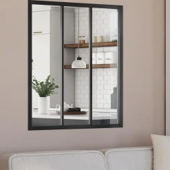 Verrière atelier 3 vitrages métal noir et verre trempé*IDMarket New