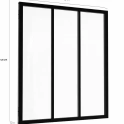 Verrière atelier 3 vitrages métal noir et verre trempé*IDMarket New