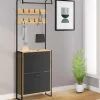 Vestiaire d'entrée meuble chaussures 2 portes bois et noir*IDMarket Online